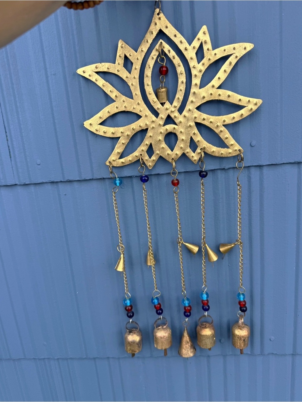 Handcrafted Gold Lotus Bell Wind Chime - Decorative Wind chime 8 x 27